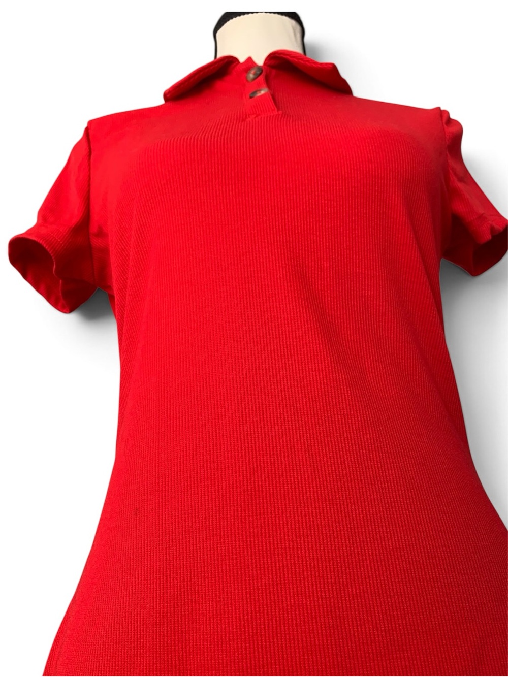 Button Front Rib-knit Bodycon Dress - Picture 3 of 6